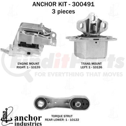300491 by ANCHOR MOTOR MOUNTS - Engine Mount Kit - 3-Piece Kit, for 2016-2022 BMW X1