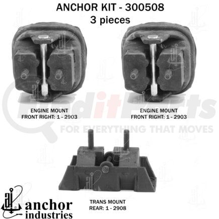 300508 by ANCHOR MOTOR MOUNTS - Engine Mount Kit - 3-Piece Kit, for 1998-2004 Chrysler 300M