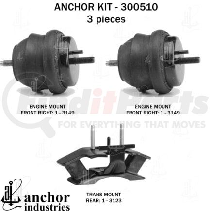 300510 by ANCHOR MOTOR MOUNTS - 300510