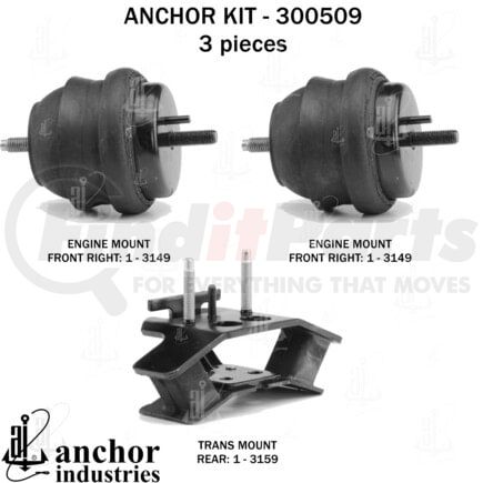 300509 by ANCHOR MOTOR MOUNTS - 300509