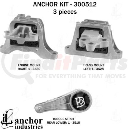 300512 by ANCHOR MOTOR MOUNTS - 300512