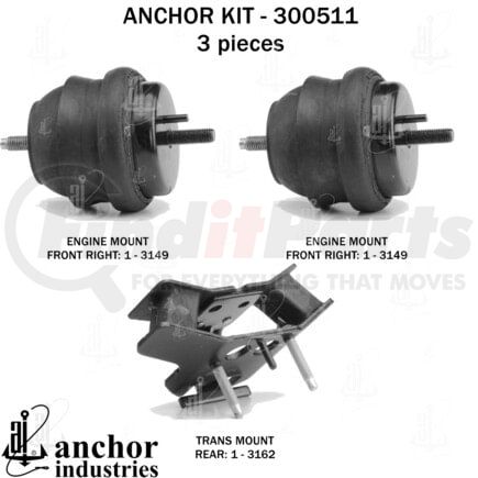 300511 by ANCHOR MOTOR MOUNTS - 300511