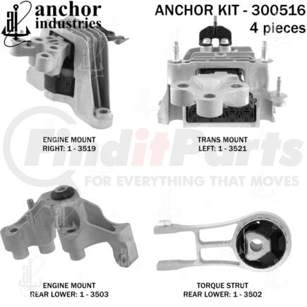 300516 by ANCHOR MOTOR MOUNTS - 300516
