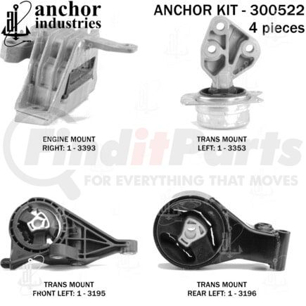 300522 by ANCHOR MOTOR MOUNTS - 300522