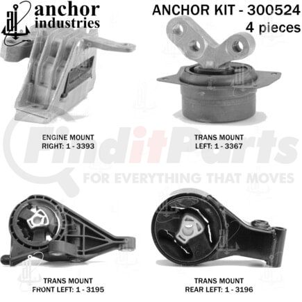 300524 by ANCHOR MOTOR MOUNTS - 300524