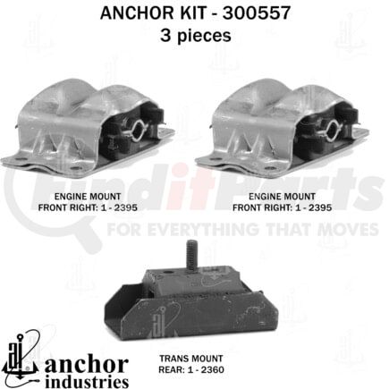 300557 by ANCHOR MOTOR MOUNTS - Engine Mount Kit - 3-Piece Kit, for 1976-1981 Chevrolet Camaro