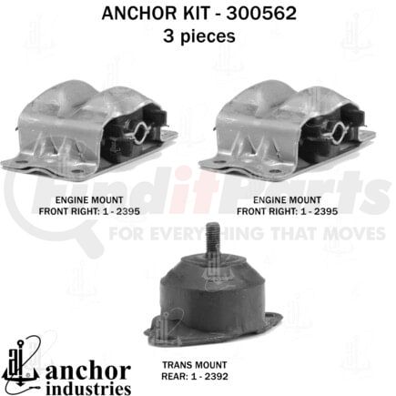 300562 by ANCHOR MOTOR MOUNTS - Engine Mount Kit - 3-Piece Kit