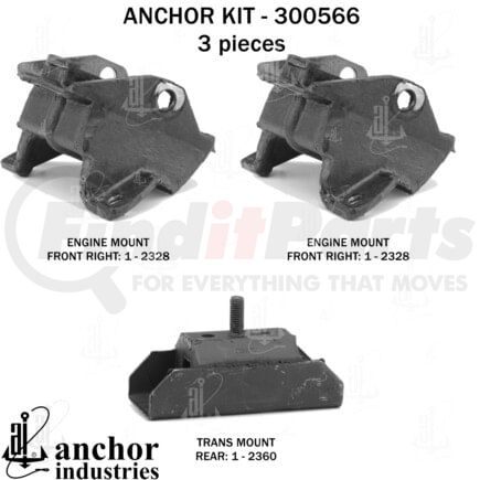 300566 by ANCHOR MOTOR MOUNTS - Engine Mount Kit - 3-Piece Kit