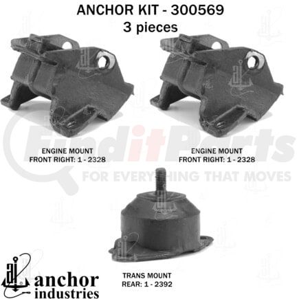 300569 by ANCHOR MOTOR MOUNTS - Engine Mount Kit - 3-Piece Kit