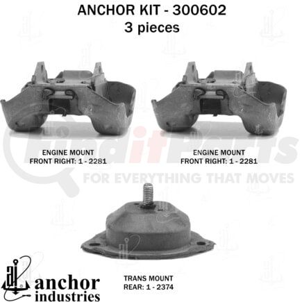 300602 by ANCHOR MOTOR MOUNTS - MOUNT KIT