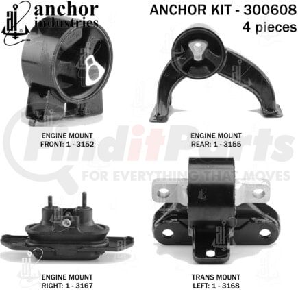 300608 by ANCHOR MOTOR MOUNTS - 300608