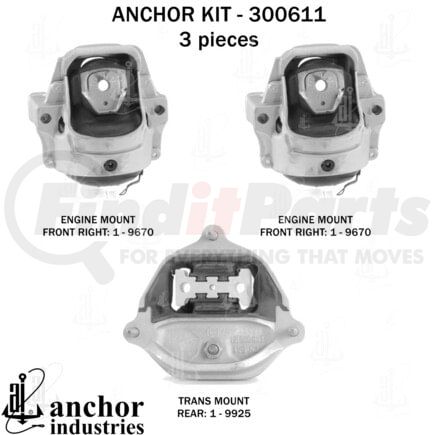300611 by ANCHOR MOTOR MOUNTS - 300611