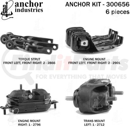 300656 by ANCHOR MOTOR MOUNTS - Engine Mount Kit - 6-Piece Kit