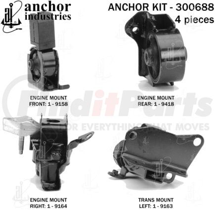 300688 by ANCHOR MOTOR MOUNTS - 300688