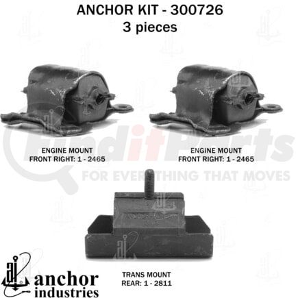 300726 by ANCHOR MOTOR MOUNTS - 300726