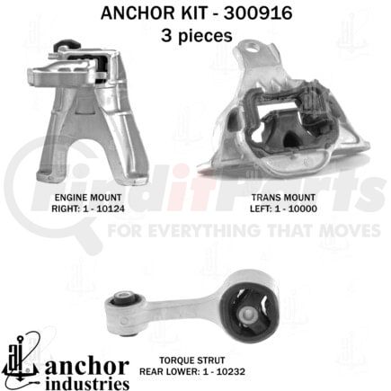 Anchor Motor Mounts 300916 Engine Mount Kit ENGINE MNT KIT