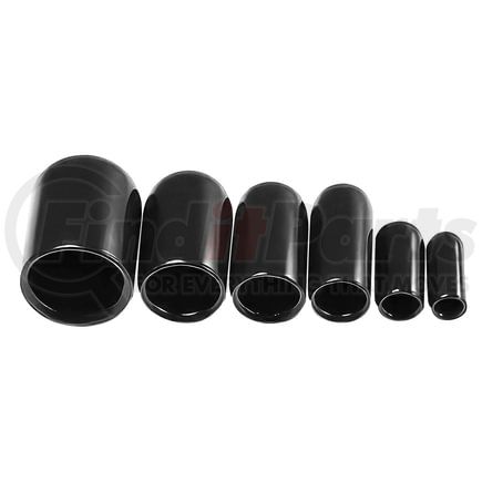 98252 by UNITED PACIFIC - Vacuum Cap Assortment - 30 Piecs, 1/8" thru 1/2", Black, Vinyl