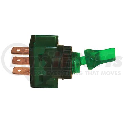 98289 by UNITED PACIFIC - Toggle Switch - Duckbill Type, Green, Illuminated, 12V, 20 AMP, On/Off, S.P.S.T.