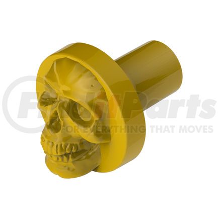 23927 by UNITED PACIFIC - Air Brake Valve Control Knob - Zinc Alloy, Skull Design, Screw-On, Electric Yellow