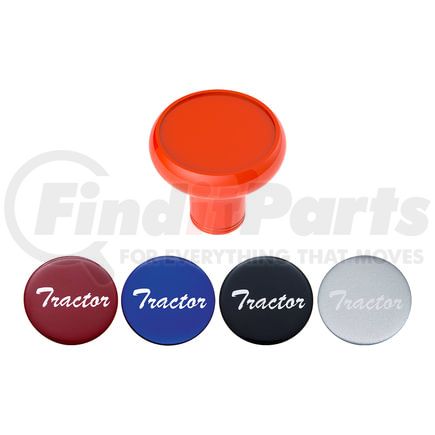 23928 by UNITED PACIFIC - Air Brake Valve Control Knob - Deluxe, Aluminum, Screw-On, with Multi-Color Glossy Tractor Sticker, Cadmium Orange