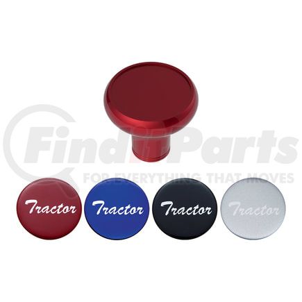 23931 by UNITED PACIFIC - Air Brake Valve Control Knob - Deluxe, Aluminum, Screw-On, with Multi-Color Glossy Tractor Sticker, Candy Red