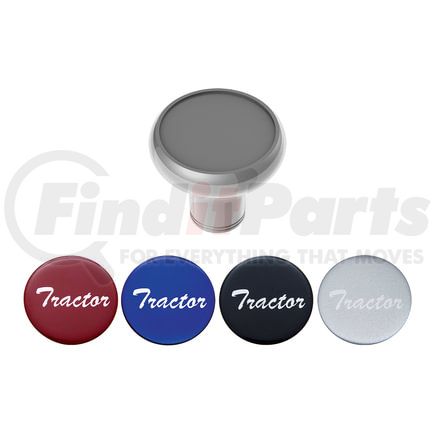 23932 by UNITED PACIFIC - Air Brake Valve Control Knob - Deluxe, Aluminum, Screw-On, with Multi-Color Glossy Tractor Sticker, Liquid Silver