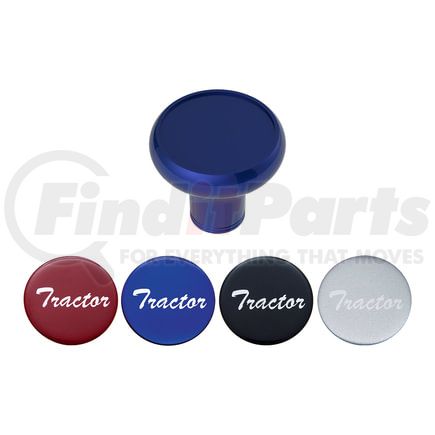 23929 by UNITED PACIFIC - Air Brake Valve Control Knob - Deluxe, Aluminum, Screw-On, with Multi-Color Glossy Tractor Sticker, Indigo Blue