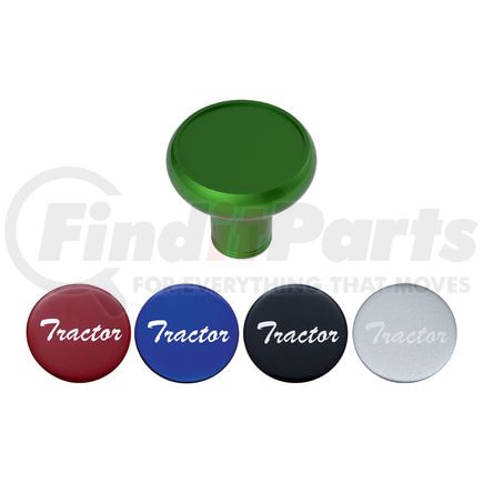 23930 by UNITED PACIFIC - Air Brake Valve Control Knob - Deluxe, Aluminum, Screw-On, with Multi-Color Glossy Tractor Sticker, Emerald Green