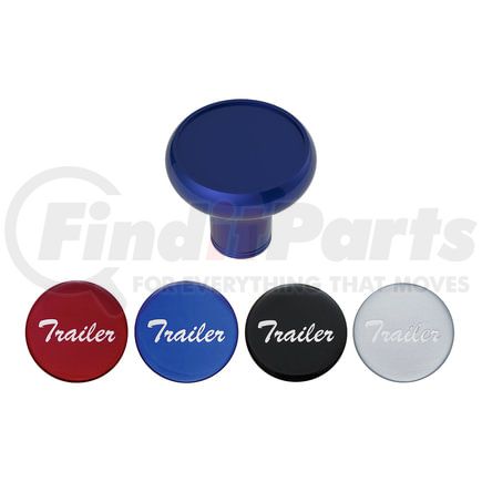 23936 by UNITED PACIFIC - Air Brake Valve Control Knob - Deluxe, Aluminum, Screw-On, with Multi-Color Glossy Trailer Sticker, Indigo Blue