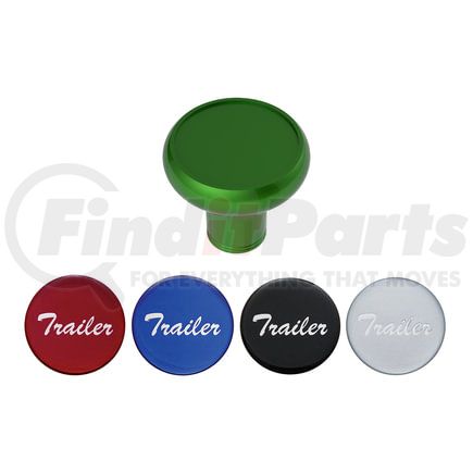 23937 by UNITED PACIFIC - Air Brake Valve Control Knob - Deluxe, Aluminum, Screw-On, with Multi-Color Glossy Trailer Sticker, Emerald Green