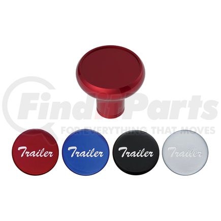 23938 by UNITED PACIFIC - Air Brake Valve Control Knob - Deluxe, Aluminum, Screw-On, with Multi-Color Glossy Trailer Sticker, Candy Red
