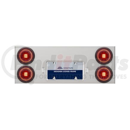 35006 by UNITED PACIFIC - Tail Light Panel - with Grommet, Polished, Stainless Steel, Red LED/Lens, Six 4" LED Abyss Lights