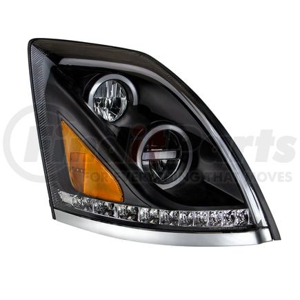 35756 by UNITED PACIFIC - Headlight - R/H, Black, ALL LED, High Beam/Low Beam, for 2013-2017 Volvo VN/VNL