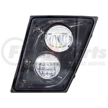 35907 by UNITED PACIFIC - Fog Light - 2 High Power LED, Black, Driving/Fog Light, with ABS Plastic Housing, Driver Side, for 2003-2017 Volvo VNL