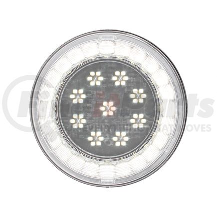 36099 by UNITED PACIFIC - Brake / Tail / Turn Signal Light - 4", Round, 33 LED, White LED, Clear Lens, S-Series Lumos Light