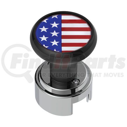 70341 by UNITED PACIFIC - Gearshift Knob - Black, USA Flag, Round Grip, Screw Mount, 13/15/18 Speed Shifter