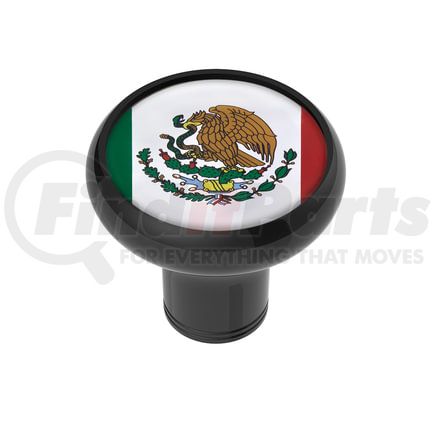 70346 by UNITED PACIFIC - Gearshift Knob - Aluminum, 1/2"-13 Thread-On, with Mexico Flag Sticker, Black