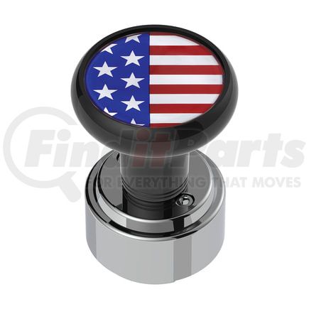 70348 by UNITED PACIFIC - Gearshift Knob - Black, USA Flag, Round Grip, Screw Mount, 9/10 Speed Shifter
