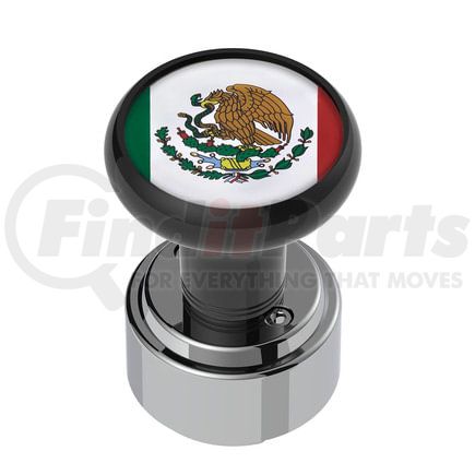 70350 by UNITED PACIFIC - Gearshift Knob - Black, Mexico Flag, Round Grip, Screw Mount, 9/10 Speed Shifter