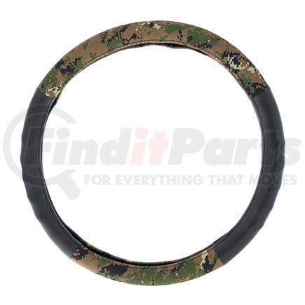 70401 by UNITED PACIFIC - Accessory Steering Wheel Cover - 18 in., Camouflage, Cloth/Suede, Digital Woodland Style