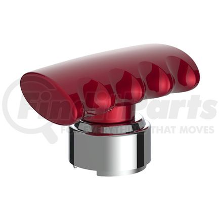 70839 by UNITED PACIFIC - Gearshift Knob - Aluminum, Thread-On, T-Shape, with Chrome 9/10 Speed Adapter, Candy Red