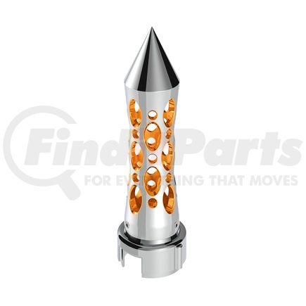 70918 by UNITED PACIFIC - Gearshift Knob - Chrome/Amber LED, Daytona Style, Spike, 13/15/18 Speed Adapter