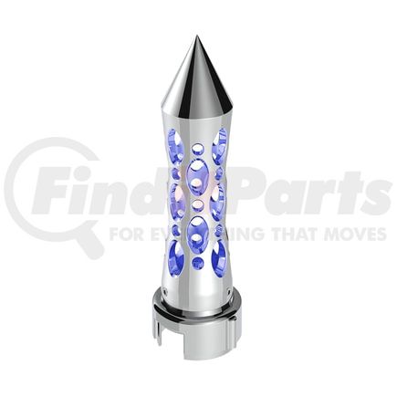70920 by UNITED PACIFIC - Gearshift Knob - Chrome/Blue LED, Daytona Style, Spike, 13/15/18 Speed Adapter