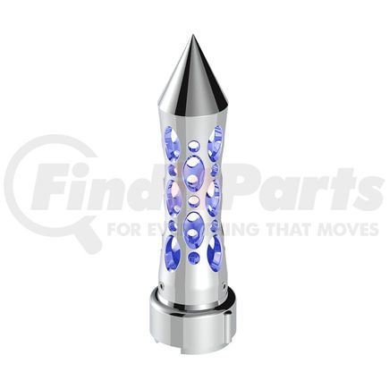 70924 by UNITED PACIFIC - Gearshift Knob - Chrome/Blue LED, Daytona Style, Spike, 9/10 Speed Adapter