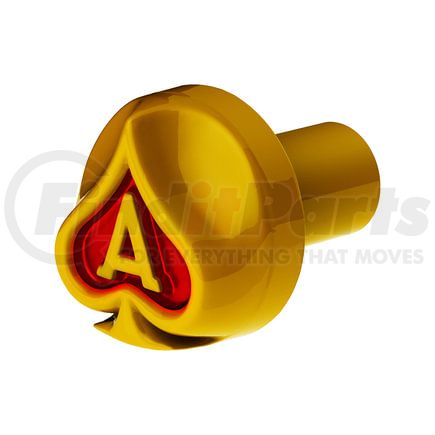 71043 by UNITED PACIFIC - Air Brake Valve Control Knob - Yellow, Ace of Spades Design, Heavy Duty Zinc Die Cast
