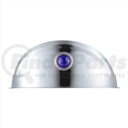 10444 by UNITED PACIFIC - Headlight Visor - 7", Chrome, with Blue Glass Dot