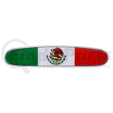 11004 by UNITED PACIFIC - Emblem - Metal Die Cast Zinc, Mexico Flag, Chrome Plating