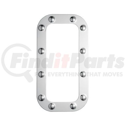20565 by UNITED PACIFIC - Vent Door Trim - Stainless, Dimpled, for Peterbilt