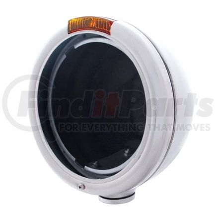 30370 by UNITED PACIFIC - Headlight Housing - Stainless Steel, "Classic", " Headlight No Bulb & Turn Signal Light, Amber Lens