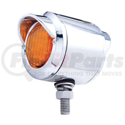 30958 by UNITED PACIFIC - Marker Light - Double Face, LED, Assembly, with Chrome Bezel and Visor, 13 LED, Red Lens/Red LED, Stainless Steel, Round Design